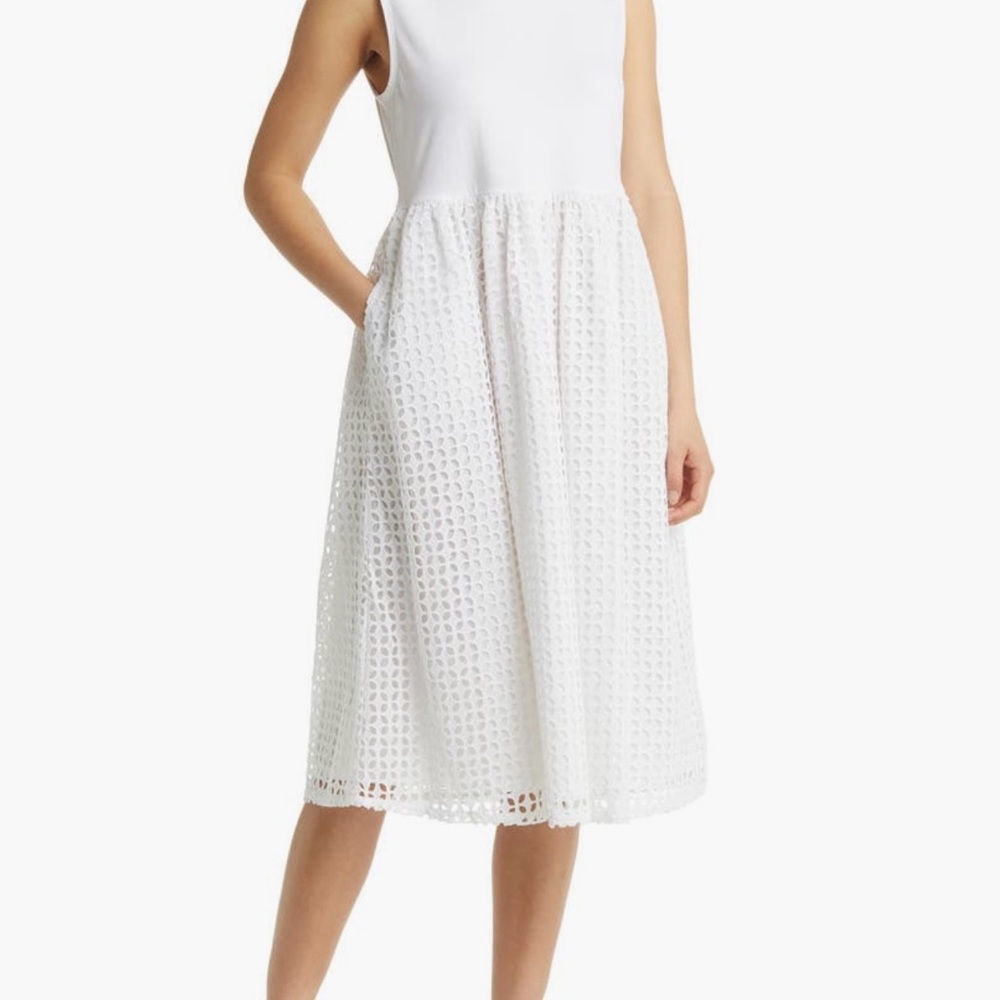 Nordstrom Mixed Media Sleeveless dress with eyelet skirt size M